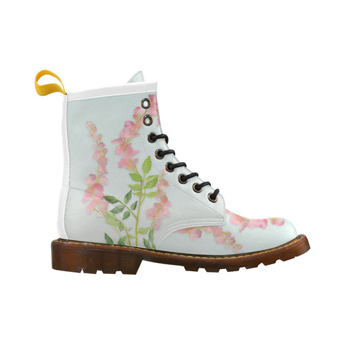 Pink tiny  flower - watercolor High Grade PU Leather Martin Boots For Women Model 402H