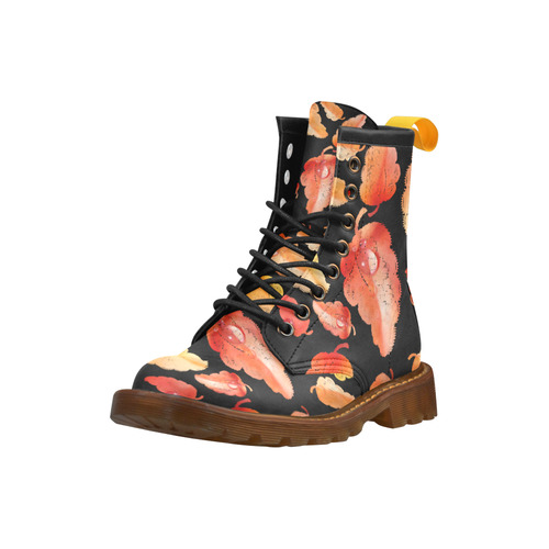Red- orange leaves High Grade PU Leather Martin Boots For Women Model 402H