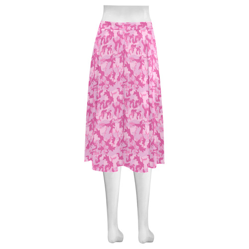 Shocking Pink Camouflage Pattern Mnemosyne Women's Crepe Skirt (Model D16)