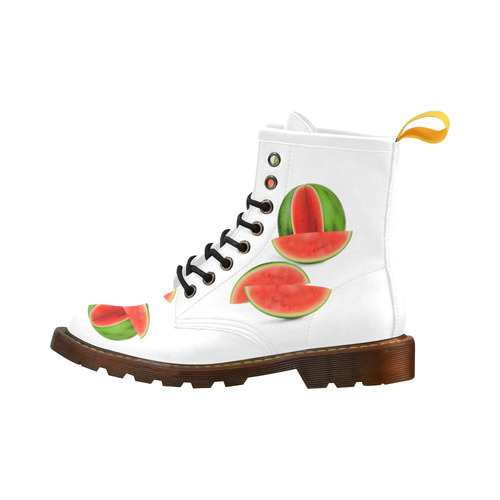 Watercolor Watermelon, red, green and sweet High Grade PU Leather Martin Boots For Women Model 402H