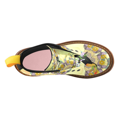 Toucan with flowers High Grade PU Leather Martin Boots For Women Model 402H