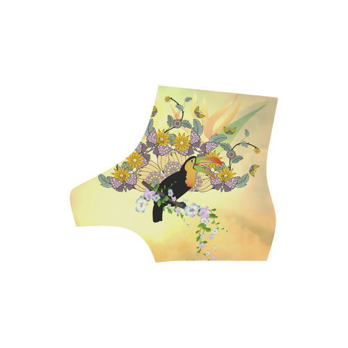 Toucan with flowers High Grade PU Leather Martin Boots For Men Model 402H