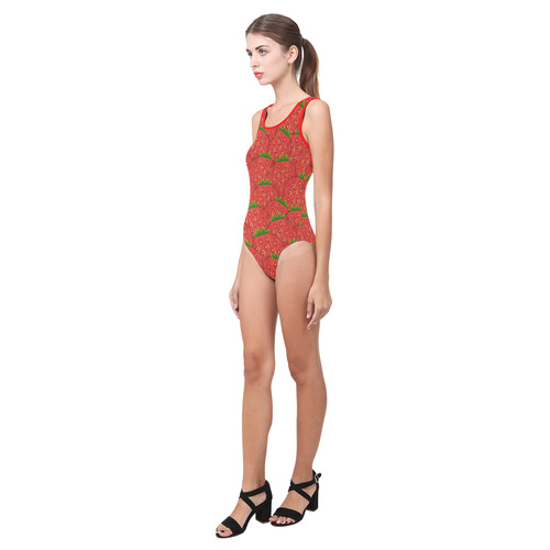Strawberry Patch Vest One Piece Swimsuit (Model S04)