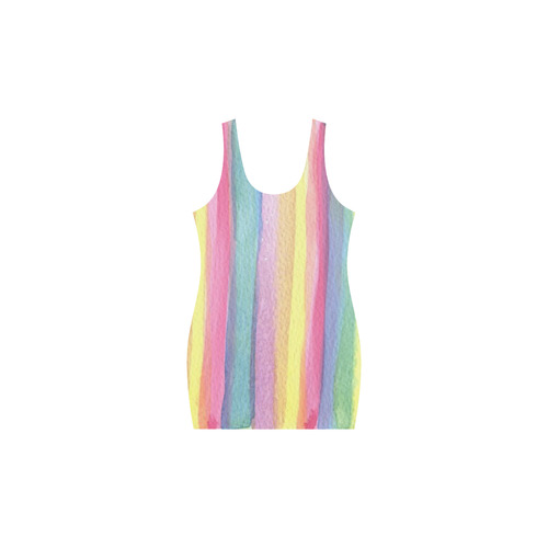 Rainbow Watercolor Stripes Medea Vest Dress (Model D06)
