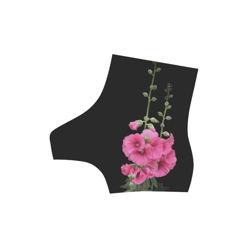 Pink Hollyhocks, floral watercolor High Grade PU Leather Martin Boots For Women Model 402H
