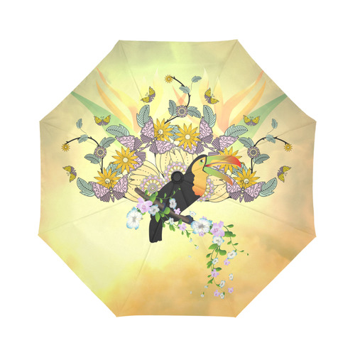 Toucan with flowers Auto-Foldable Umbrella (Model U04)