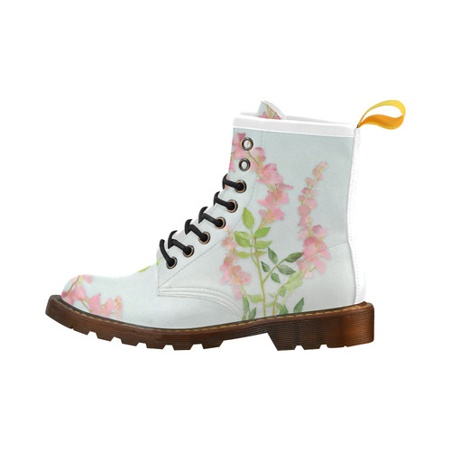 Pink tiny  flower - watercolor High Grade PU Leather Martin Boots For Women Model 402H