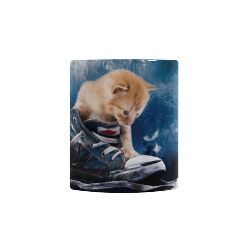 Cute painted red kitten plays in sneakers Custom Morphing Mug