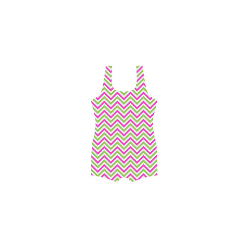 Pink Green White Chevron Classic One Piece Swimwear (Model S03)