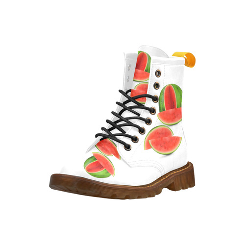 Watercolor Watermelon, red, green and sweet High Grade PU Leather Martin Boots For Women Model 402H