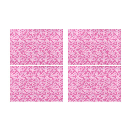 Shocking Pink Camouflage Pattern Placemat 12’’ x 18’’ (Set of 4)