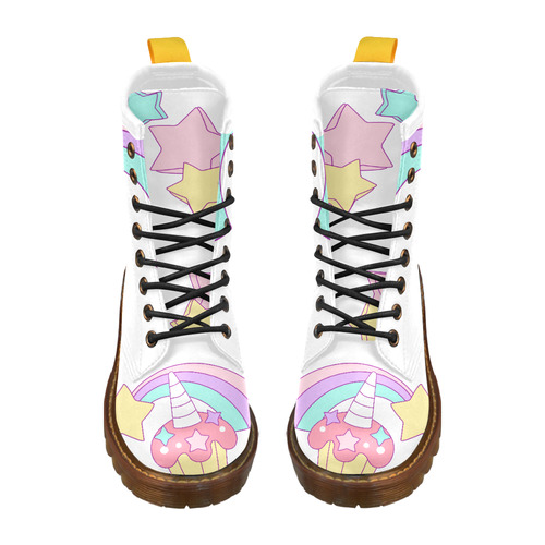 Kawaii Rainbow Unicorn High Grade PU Leather Martin Boots For Women Model 402H
