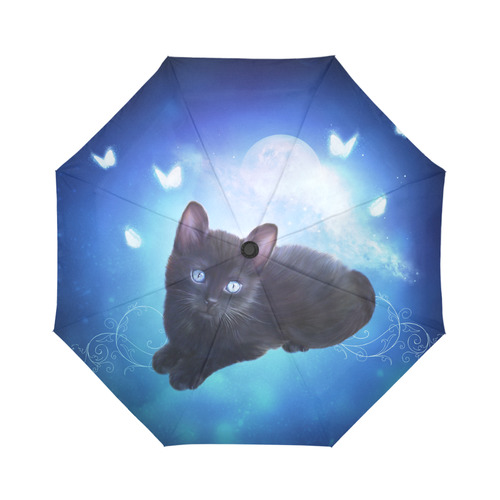 Cute little back kitten Auto-Foldable Umbrella (Model U04)