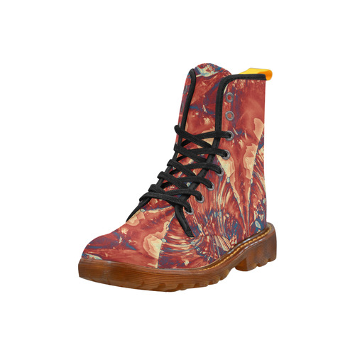 Abstract Fractal Painting - dark red blue beige Martin Boots For Men Model 1203H