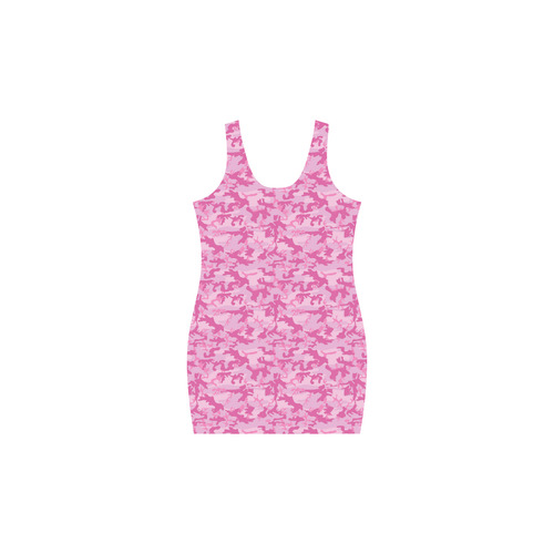 Shocking Pink Camouflage Pattern Medea Vest Dress (Model D06)