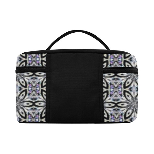 Black Gray and Purple Geometric Lunch Bag/Large (Model 1658)