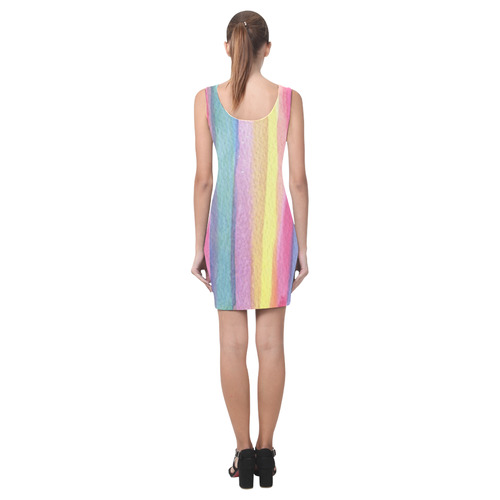 Rainbow Watercolor Stripes Medea Vest Dress (Model D06)