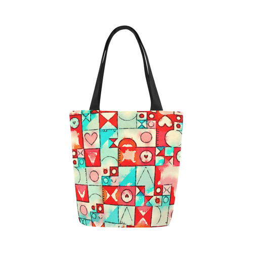 Watercolor Hearts Canvas Tote Bag (Model 1657)