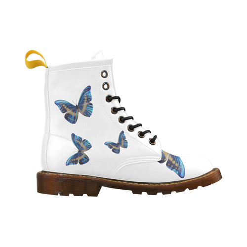 Morpho cypris butterflies painting High Grade PU Leather Martin Boots For Women Model 402H