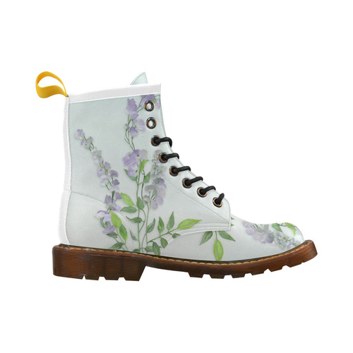 Purple tiny  flower - watercolor High Grade PU Leather Martin Boots For Women Model 402H
