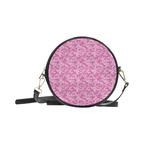 Shocking Pink Camouflage Pattern Round Sling Bag (Model 1647)