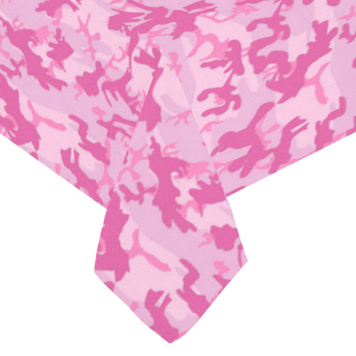 Shocking Pink Camouflage Pattern Cotton Linen Tablecloth 60"x 104"