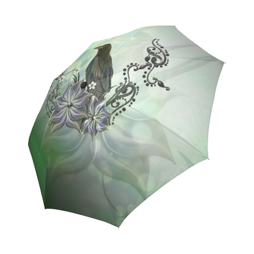 Raven with flowers Auto-Foldable Umbrella (Model U04)