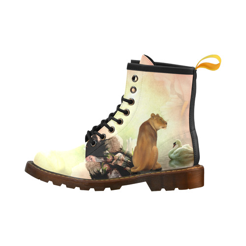 Awesome lioness in a fantasy world High Grade PU Leather Martin Boots For Men Model 402H