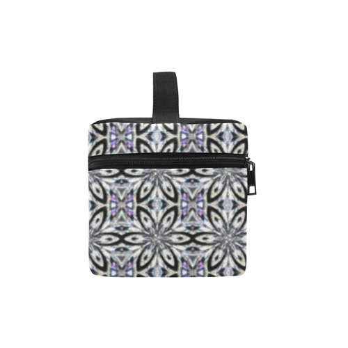 Black Gray and Purple Geometric Lunch Bag/Large (Model 1658)