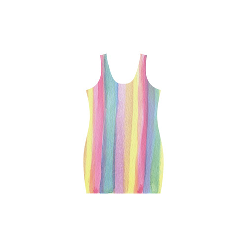 Rainbow Watercolor Stripes Medea Vest Dress (Model D06)