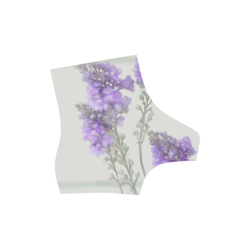 Bumblebee on purple flowers, floral watercolor High Grade PU Leather Martin Boots For Women Model 402H