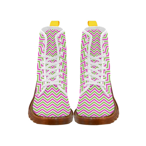 Pink Green White Chevron Martin Boots For Women Model 1203H