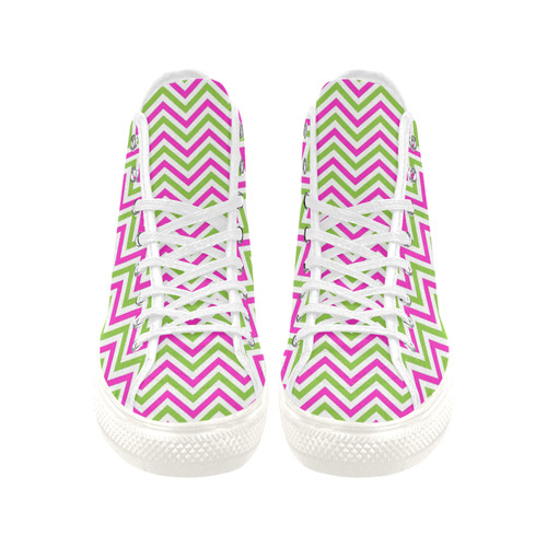 Pink Green White Chevron Vancouver H Women's Canvas Shoes (1013-1)