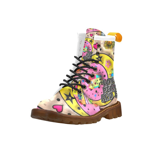 A Love Peace Popart by Nico Bielow High Grade PU Leather Martin Boots For Women Model 402H