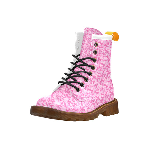 Shocking Pink Camouflage Pattern High Grade PU Leather Martin Boots For Women Model 402H