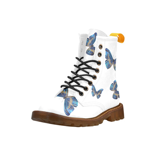 Morpho cypris butterflies painting High Grade PU Leather Martin Boots For Women Model 402H
