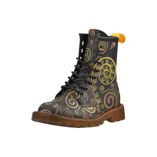 3D Orange spirals High Grade PU Leather Martin Boots For Women Model 402H