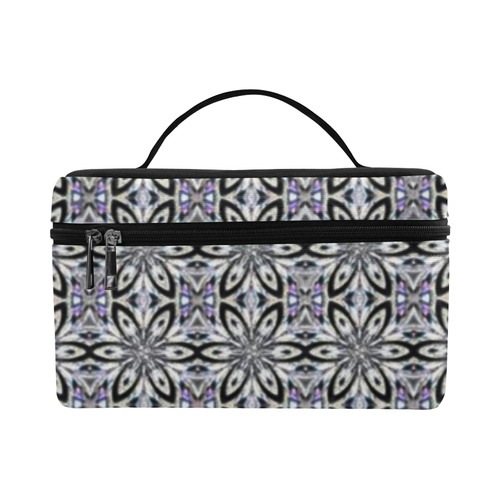 Black Gray and Purple Geometric Lunch Bag/Large (Model 1658)