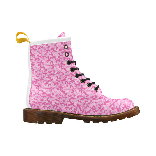 Shocking Pink Camouflage Pattern High Grade PU Leather Martin Boots For Women Model 402H