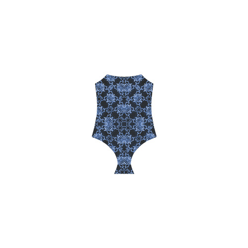 China Blue Damask Chrysanthemums Strap Swimsuit ( Model S05)