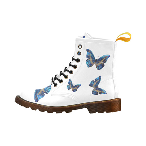 Morpho cypris butterflies painting High Grade PU Leather Martin Boots For Women Model 402H