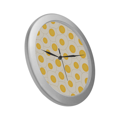 Fried Eggs Silver Color Wall Clock