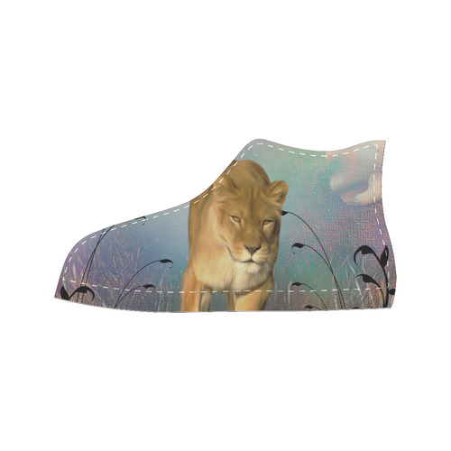 Wonderful lioness High Top Canvas Women's Shoes/Large Size (Model 017)