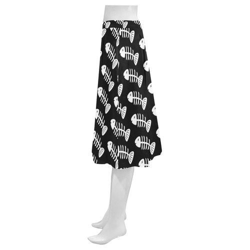 Fish Bones Pattern Mnemosyne Women's Crepe Skirt (Model D16)