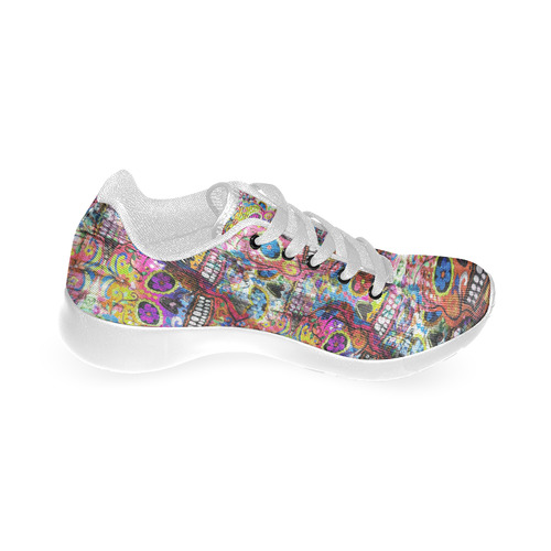 Colorfully Flower Power Skull Grunge Pattern Women’s Running Shoes (Model 020)