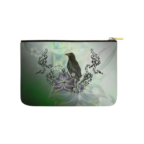 Raven with flowers Carry-All Pouch 9.5''x6''