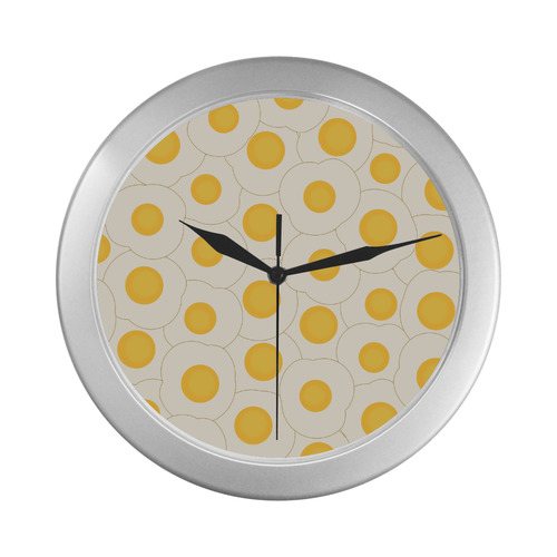 Fried Eggs Silver Color Wall Clock