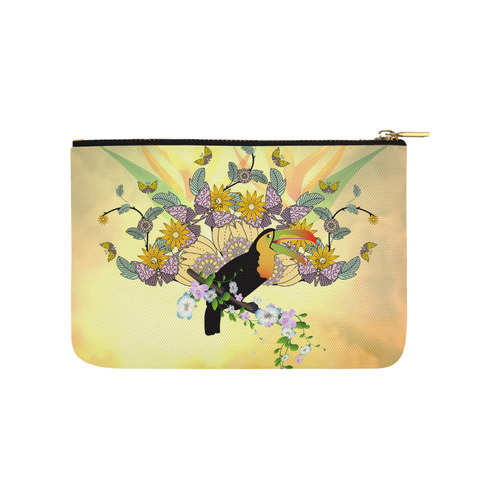 Toucan with flowers Carry-All Pouch 9.5''x6''