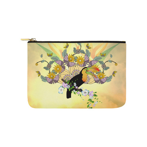 Toucan with flowers Carry-All Pouch 9.5''x6''