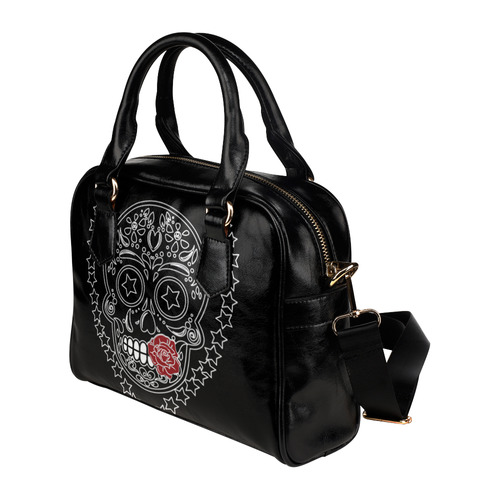 Sugar Skull Red Rose Shoulder Handbag (Model 1634)